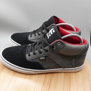 Etnies Shoes Men 10.5 Black Grey Half Pipe Mid Top Skateboarding Sneakers Street